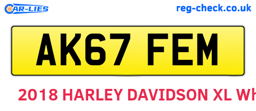 AK67FEM are the vehicle registration plates.