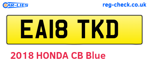 EA18TKD are the vehicle registration plates.