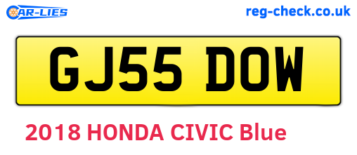 GJ55DOW are the vehicle registration plates.