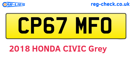 CP67MFO are the vehicle registration plates.