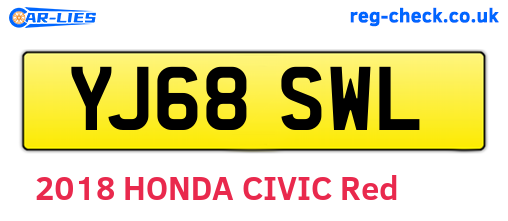 YJ68SWL are the vehicle registration plates.