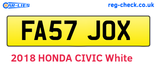 FA57JOX are the vehicle registration plates.