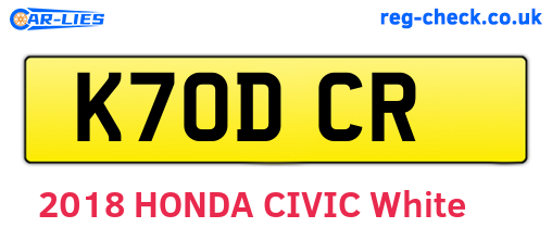 K70DCR are the vehicle registration plates.