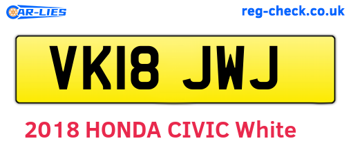 VK18JWJ are the vehicle registration plates.