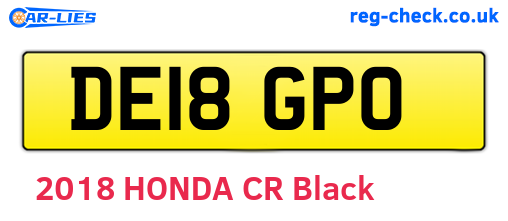 DE18GPO are the vehicle registration plates.