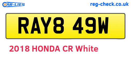 RAY849W are the vehicle registration plates.