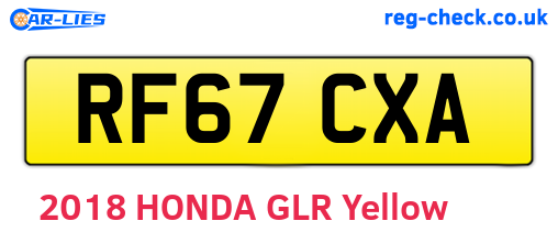 RF67CXA are the vehicle registration plates.