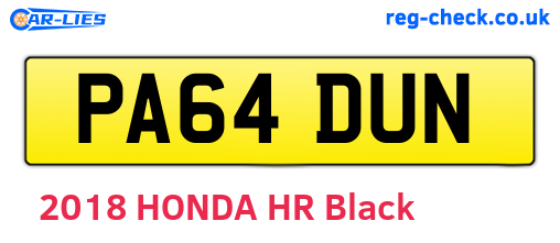 PA64DUN are the vehicle registration plates.