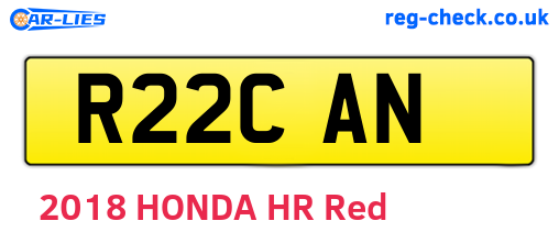 R22CAN are the vehicle registration plates.