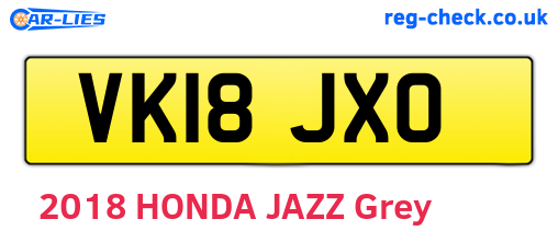 VK18JXO are the vehicle registration plates.