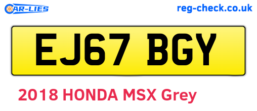 EJ67BGY are the vehicle registration plates.