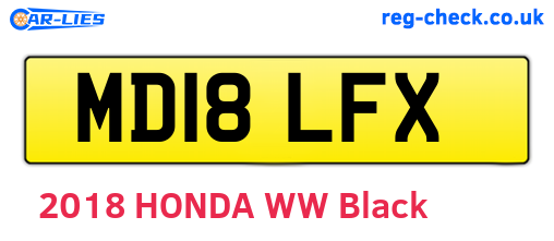 MD18LFX are the vehicle registration plates.