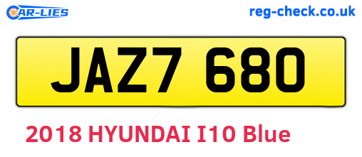 JAZ7680 are the vehicle registration plates.