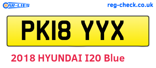 PK18YYX are the vehicle registration plates.