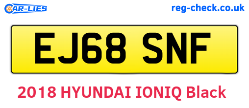 EJ68SNF are the vehicle registration plates.
