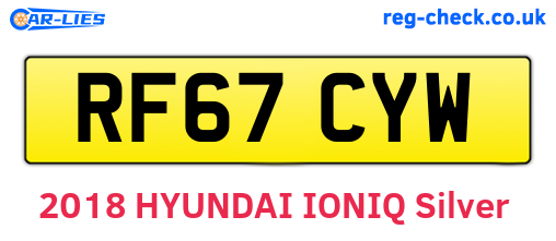 RF67CYW are the vehicle registration plates.