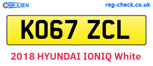 KO67ZCL are the vehicle registration plates.
