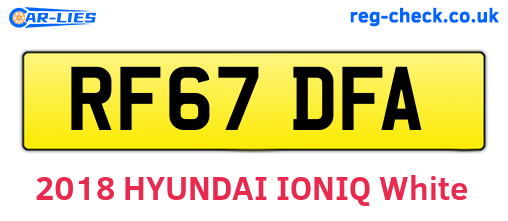 RF67DFA are the vehicle registration plates.