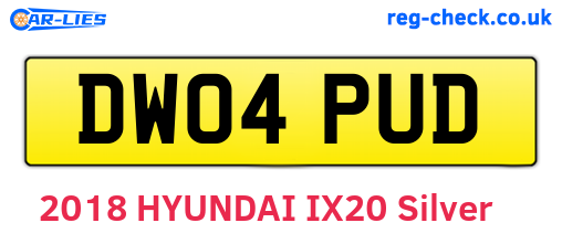 DW04PUD are the vehicle registration plates.