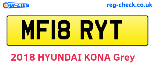 MF18RYT are the vehicle registration plates.