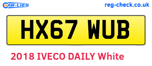 HX67WUB are the vehicle registration plates.