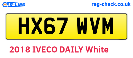 HX67WVM are the vehicle registration plates.