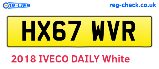 HX67WVR are the vehicle registration plates.
