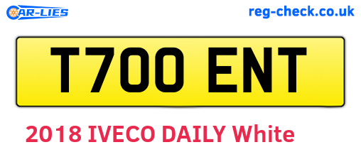 T700ENT are the vehicle registration plates.