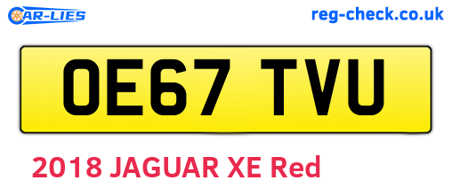 OE67TVU are the vehicle registration plates.