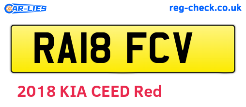 RA18FCV are the vehicle registration plates.