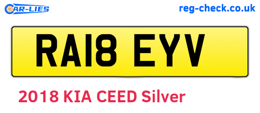 RA18EYV are the vehicle registration plates.