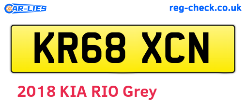 KR68XCN are the vehicle registration plates.