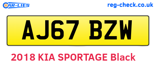 AJ67BZW are the vehicle registration plates.