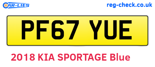 PF67YUE are the vehicle registration plates.