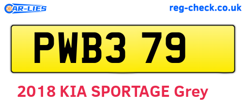 PWB379 are the vehicle registration plates.