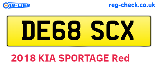DE68SCX are the vehicle registration plates.