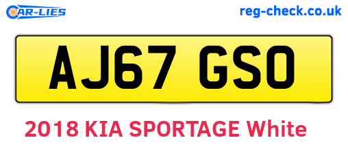 AJ67GSO are the vehicle registration plates.