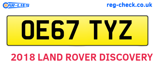 OE67TYZ are the vehicle registration plates.