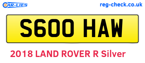 S600HAW are the vehicle registration plates.