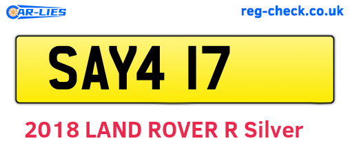 SAY417 are the vehicle registration plates.