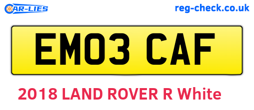 EM03CAF are the vehicle registration plates.