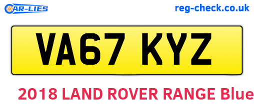 VA67KYZ are the vehicle registration plates.