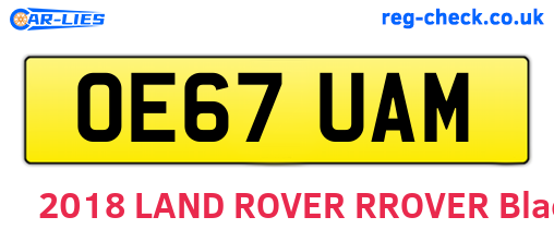 OE67UAM are the vehicle registration plates.