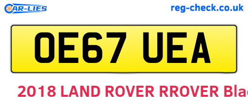 OE67UEA are the vehicle registration plates.