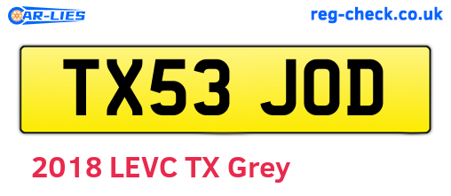 TX53JOD are the vehicle registration plates.