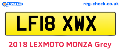 LF18XWX are the vehicle registration plates.