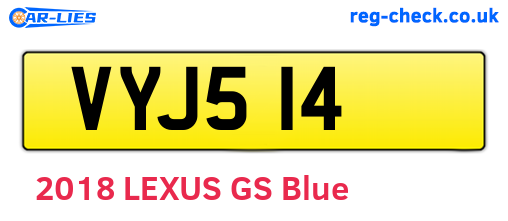 VYJ514 are the vehicle registration plates.