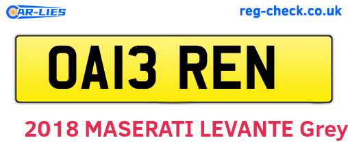 OA13REN are the vehicle registration plates.