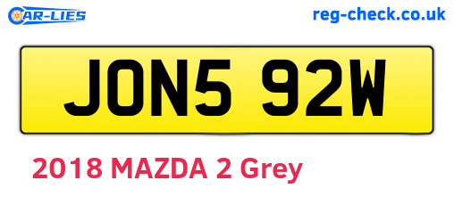 JON592W are the vehicle registration plates.
