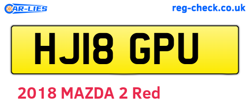 HJ18GPU are the vehicle registration plates.